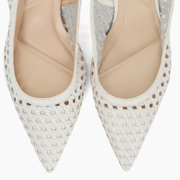 455. DUNE London DIVIDED WHITE Pointed Toe Sling-Back Heels Leather $140 NEW 37 - Picture 4 of 6